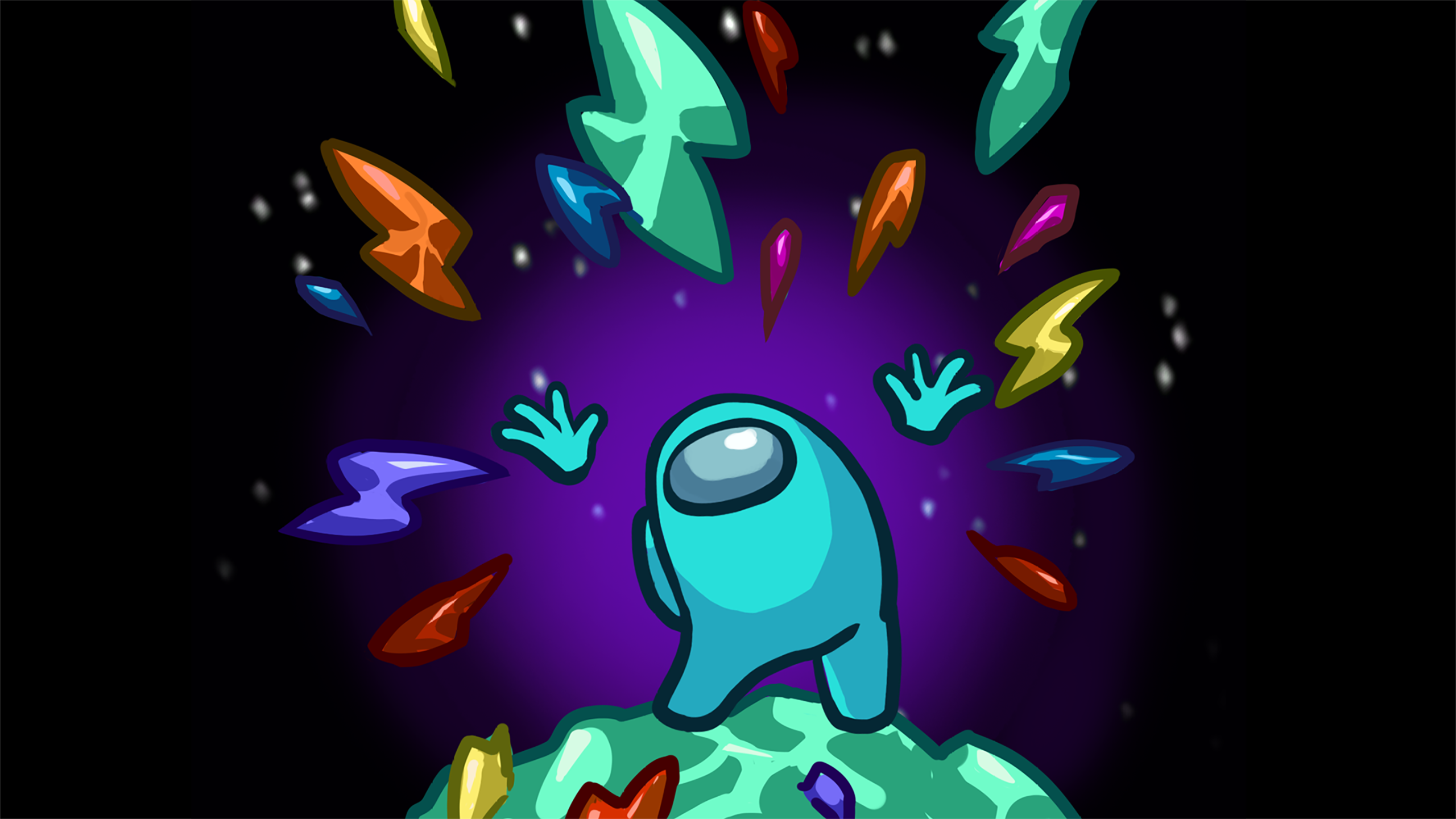 Among Us 3D Bean celebrating with Stardust