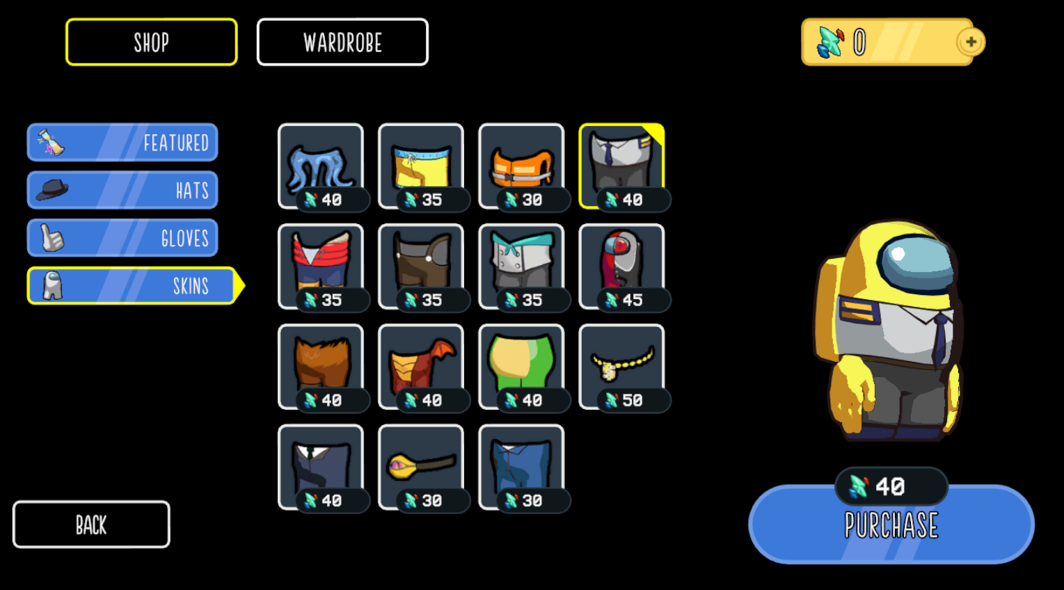 Skin purchase in-store for Among Us 3D