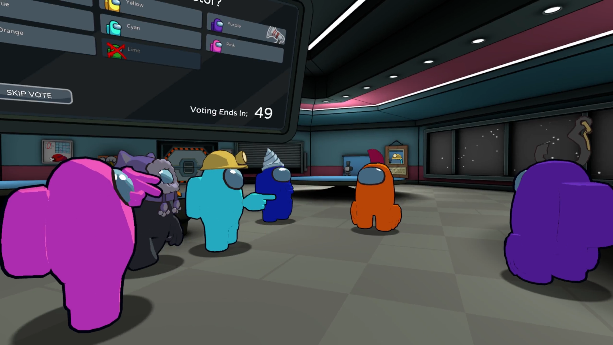 Among Us 3D screenshot showing an emergency meeting