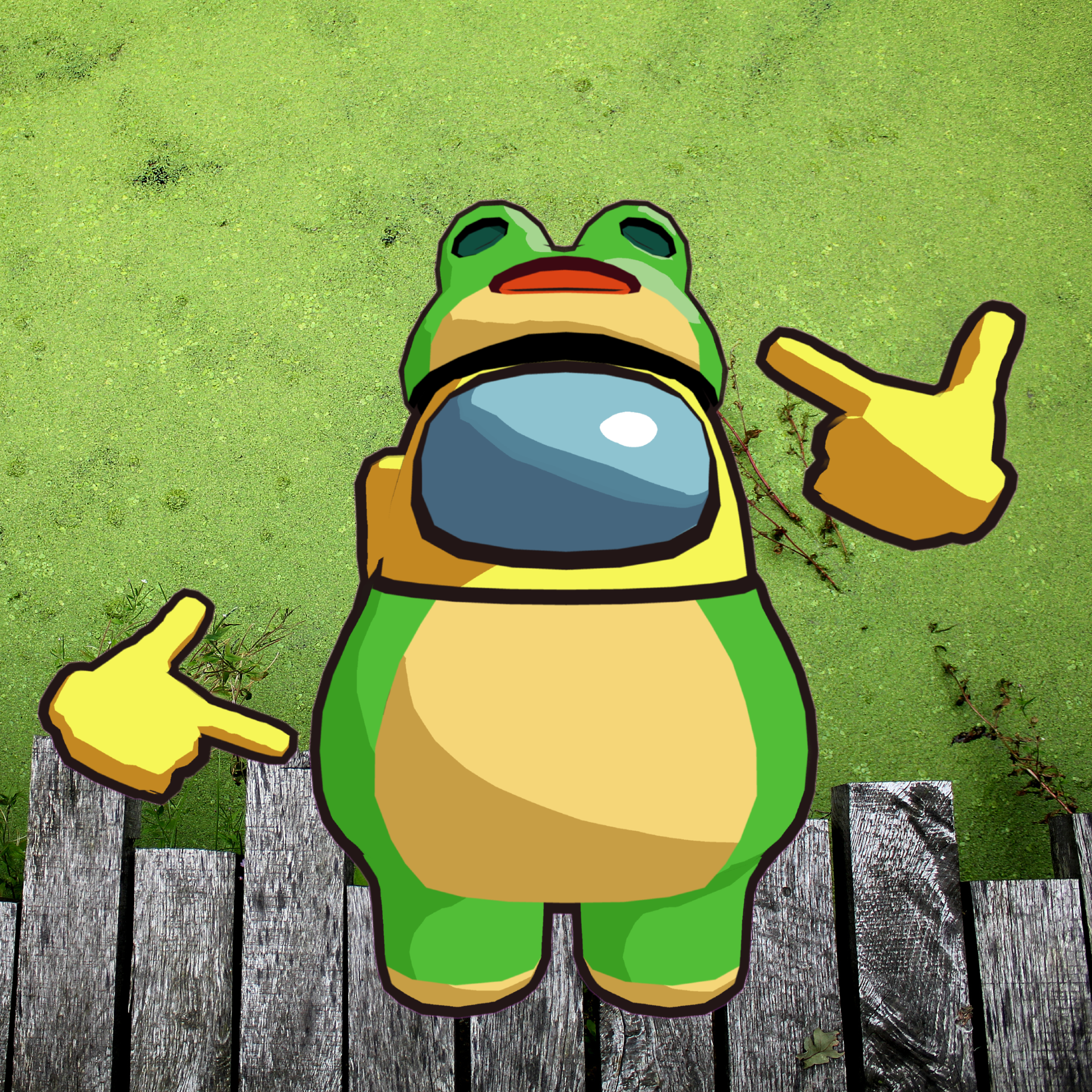 Among Us 3D frog outfit showing the skin and hat