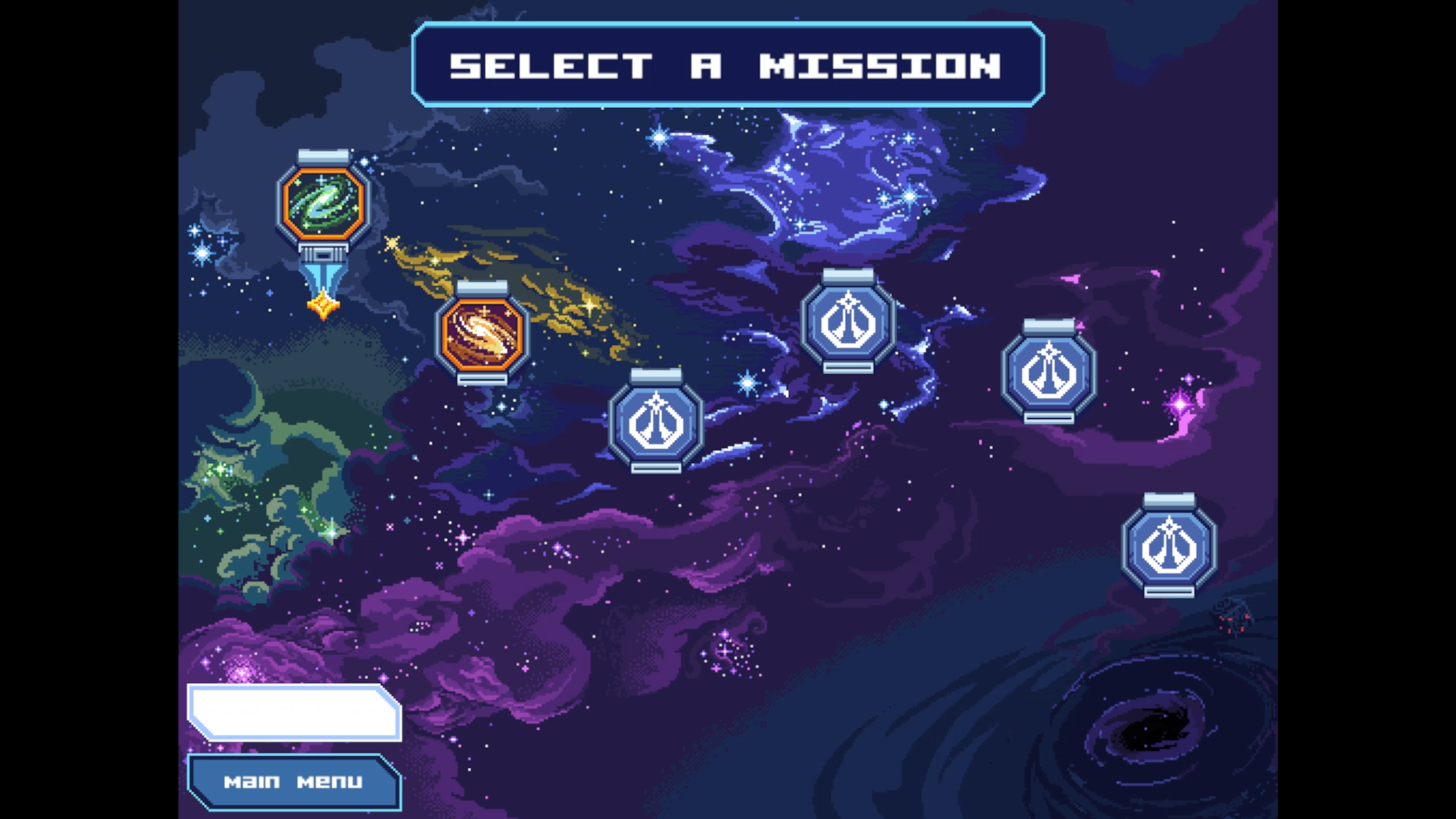 Level select screen in Orion Trail