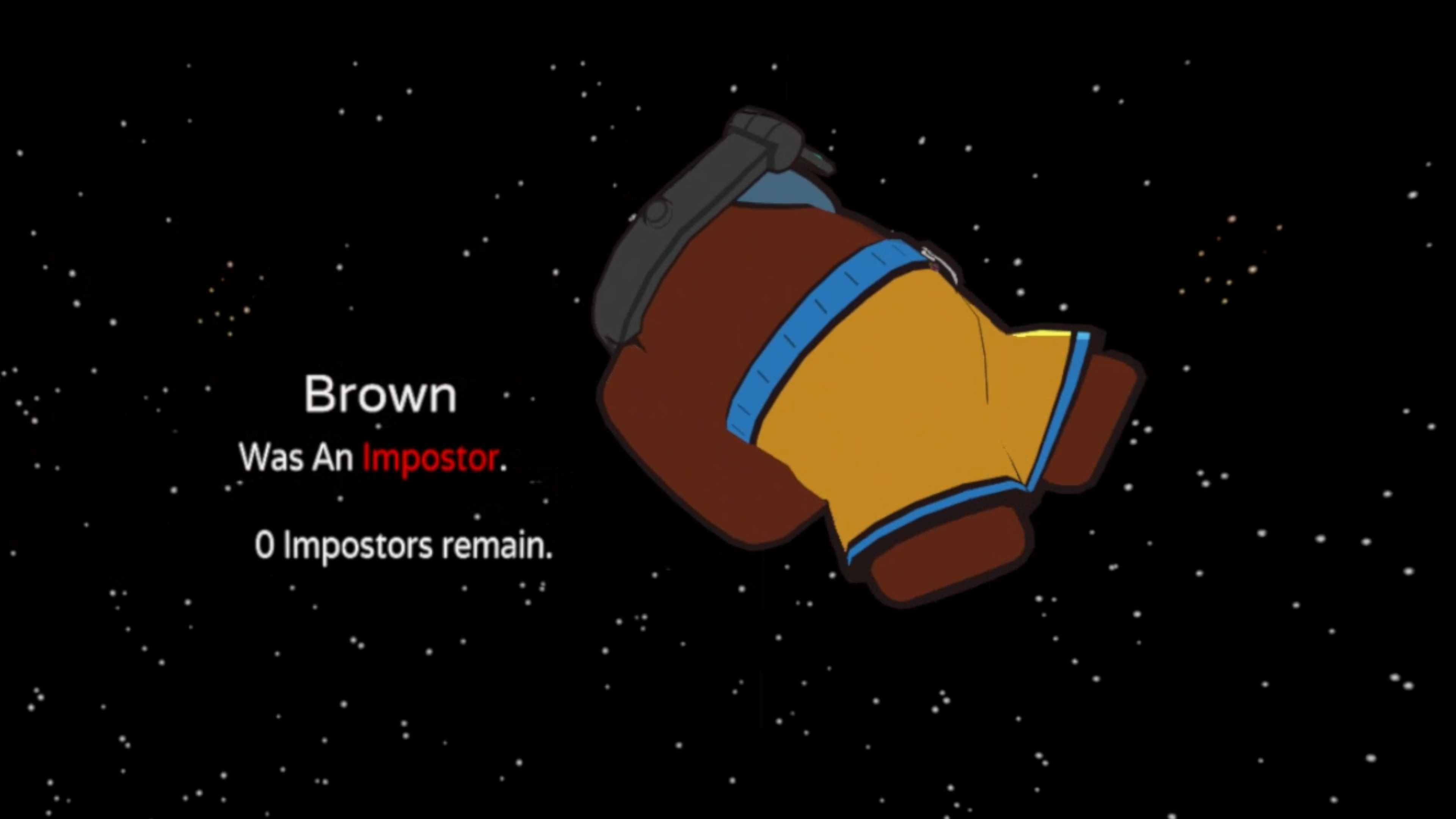 Brown Crewmate wearing swim trunks being ejected into space