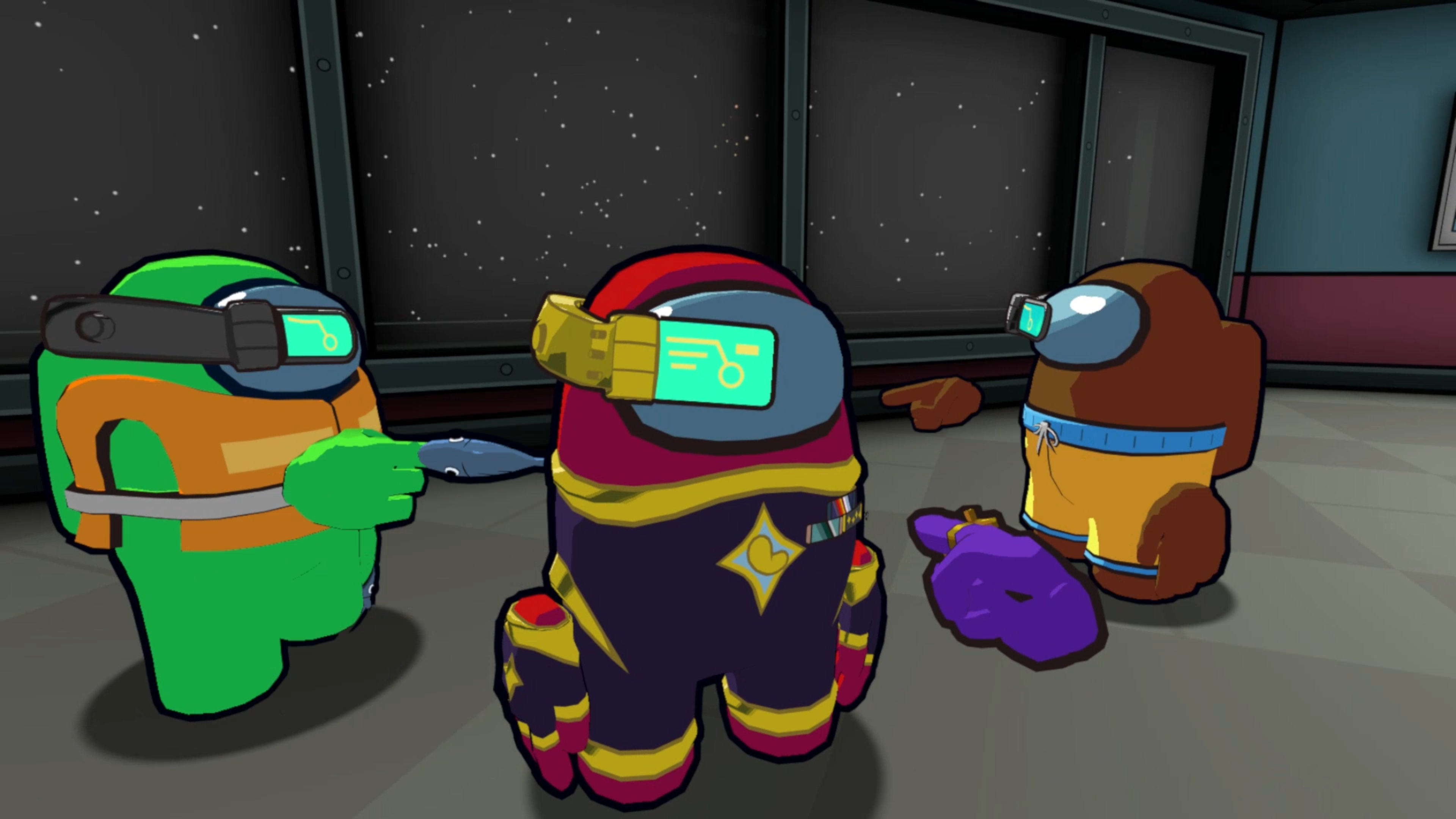 Critical Cargo skin, gloves, and hat from Among Us 3D