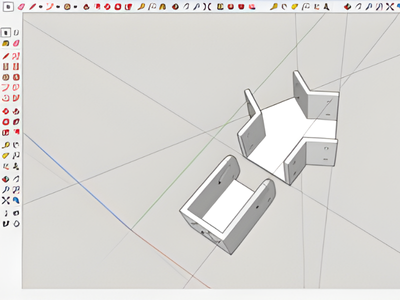 Sketchup drawing of the frame that would be cut with a laser cutter later
