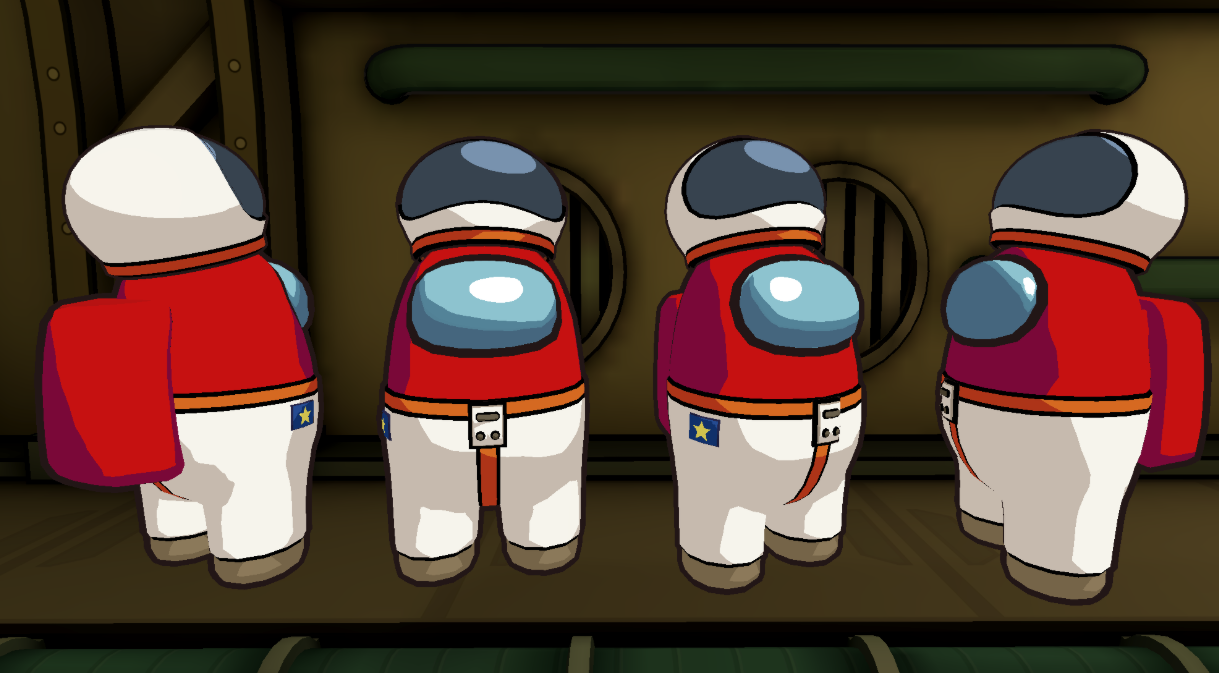 Red Crewmate showing off the astronaut apparel
