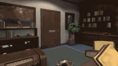 IEYTD player throwing a sandwich behind an object, showing an x-ray, and retrieving the object