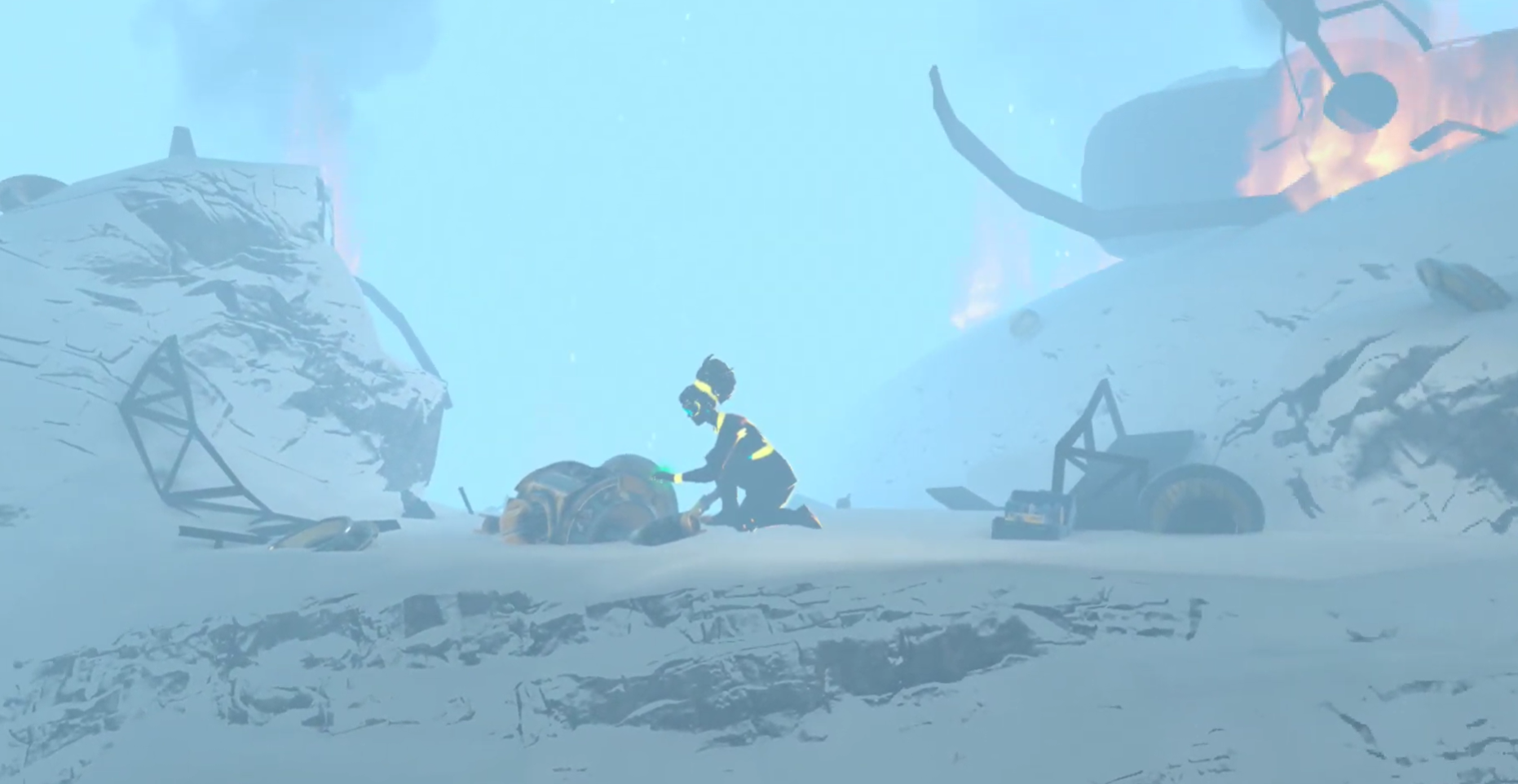The cinematic ending to Operation: Cold Shoulder in I Expect You To Die 3 showing Dr. Prism mourning over the loss of her robots