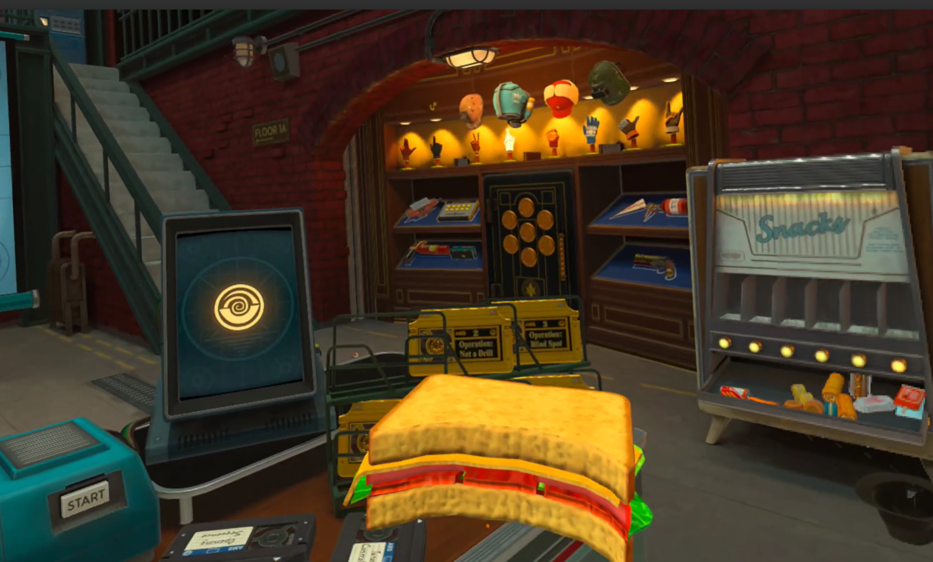 I Expect You To Die 3 mission selection showing a vending machine full of snacks