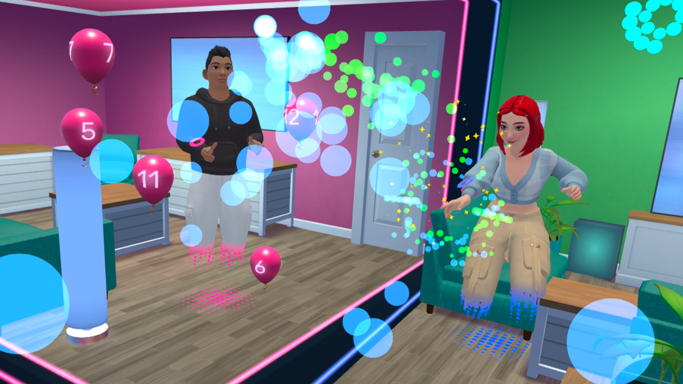 Pop Pals in Party Versus, mixed reality gameplay footage
