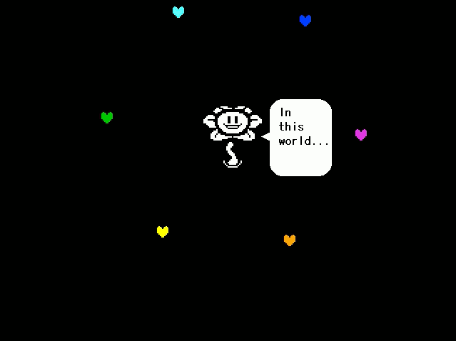 Flowey turning evil and absorbinb souls in the game Undertale