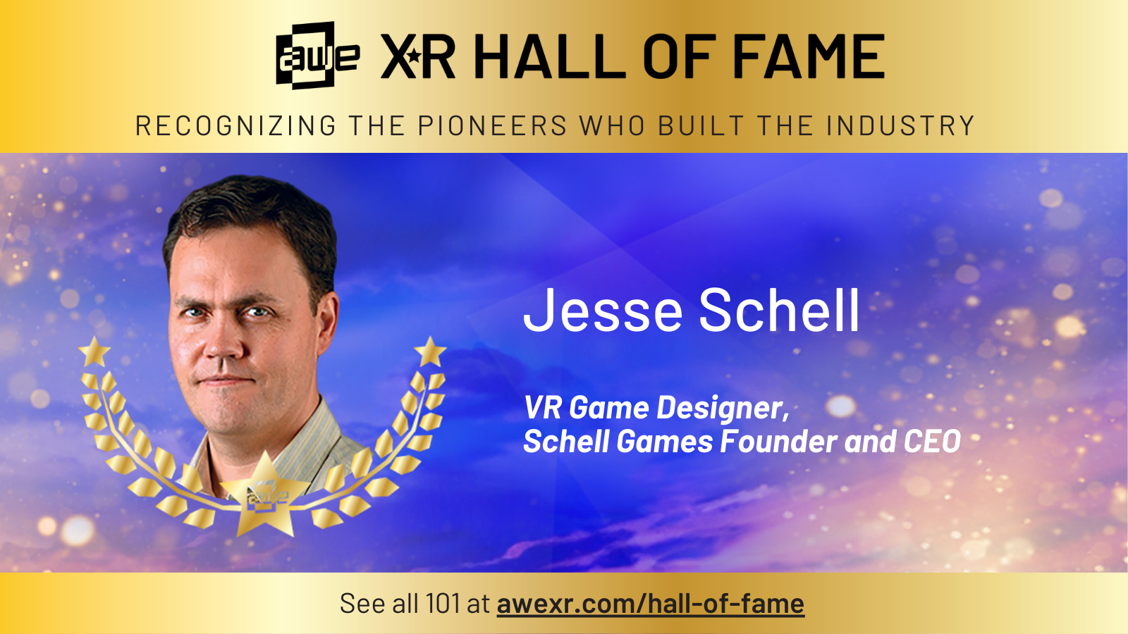 AWE XR Hall of Fame announcement inducting Jesse Schell from Schell Games