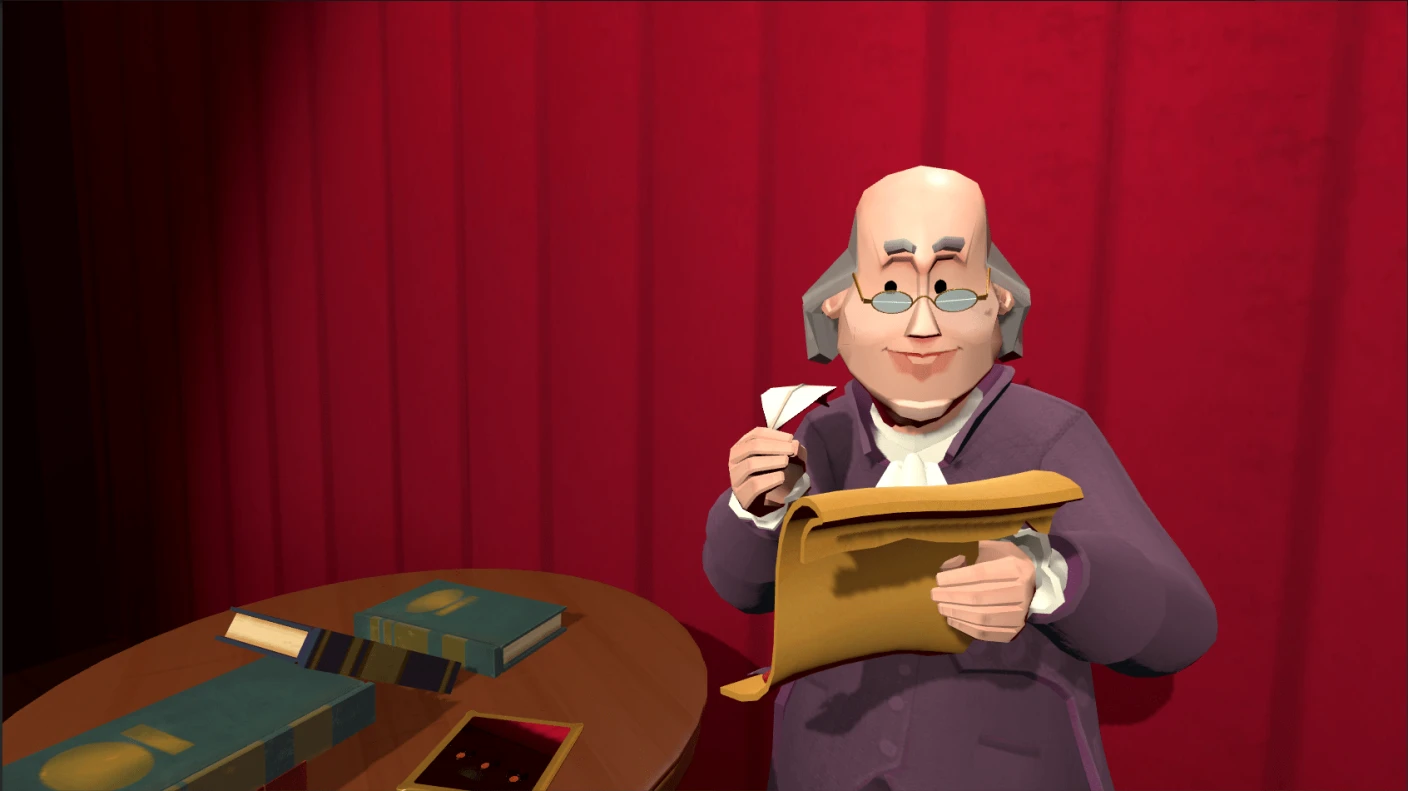 Virtual reality capture of Ben Franklin from Schell Games' Historymaker VR