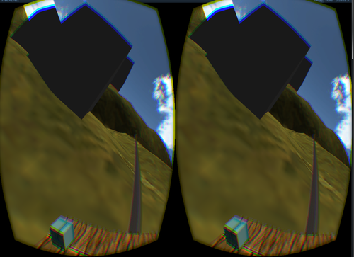 Photo of an early VR protoype of a rollercoaster game that caused motion sickness