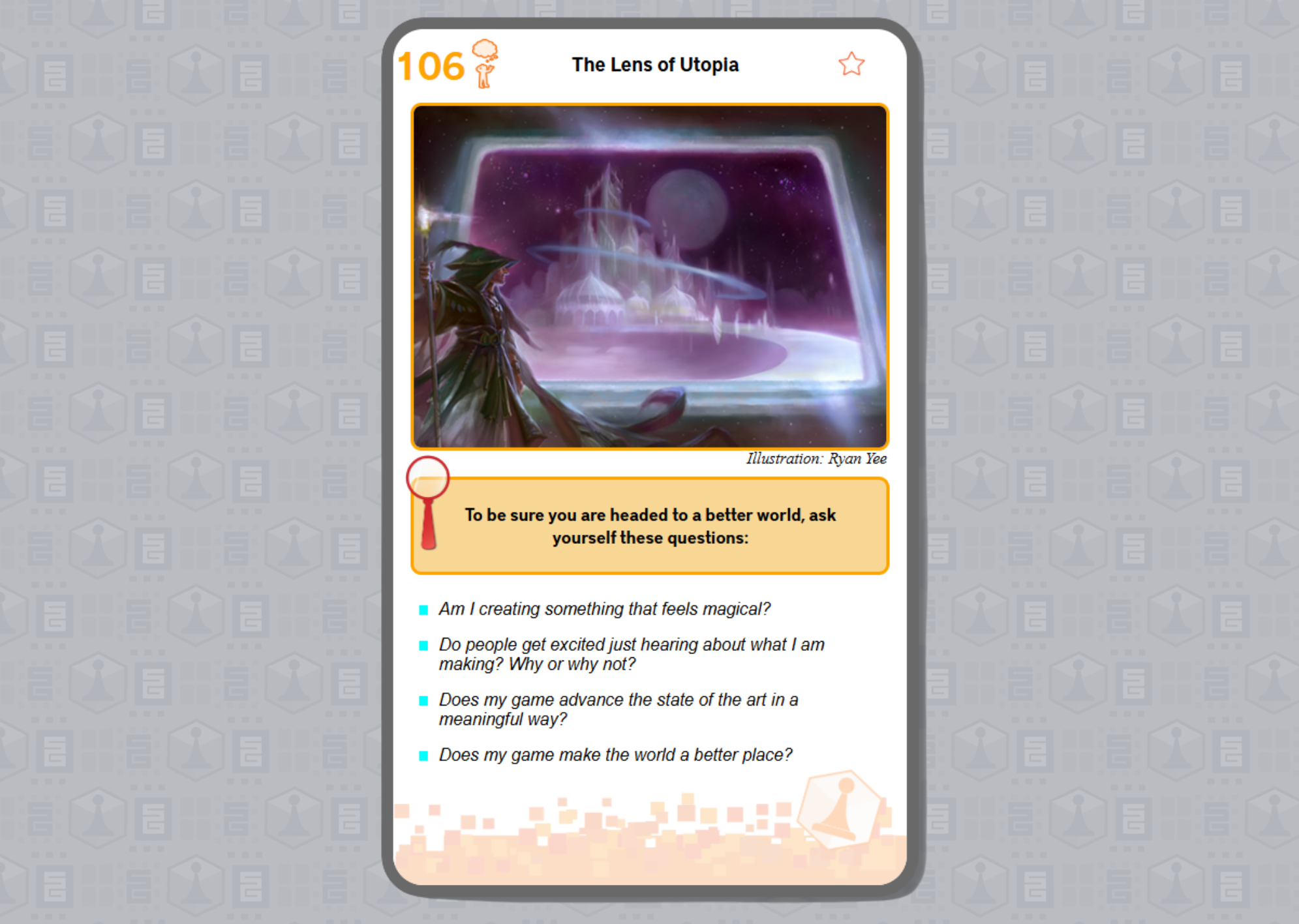 The Lens of Utopia. Full text of this card is typed out below