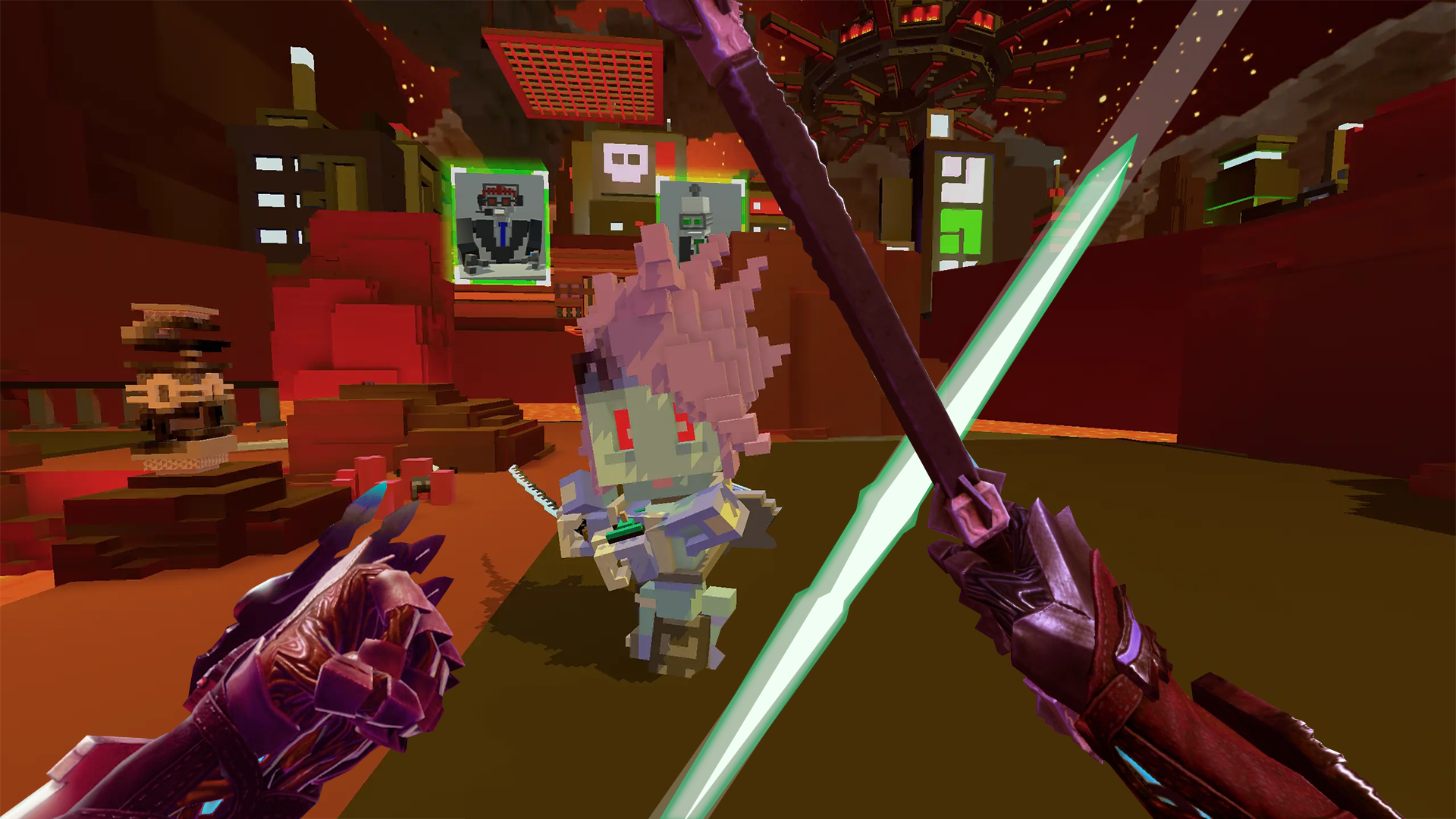 Crossover art depicting a Rokari warrior fighting robots in Clone Drone in the Hyperdome