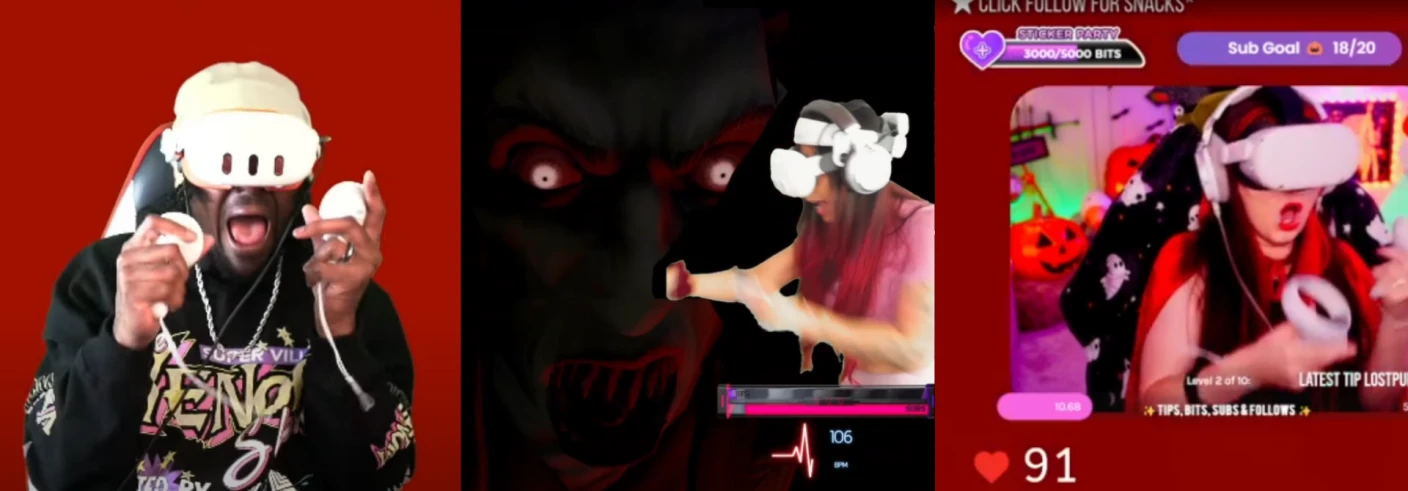 Mixed reality players getting scared playing Silent Slayer while wearing a VR headset